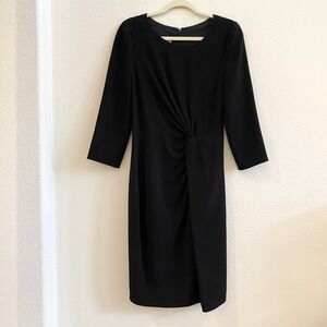 Armani Collezioni Black Twist Front Sheath Dress Size 42 Italy